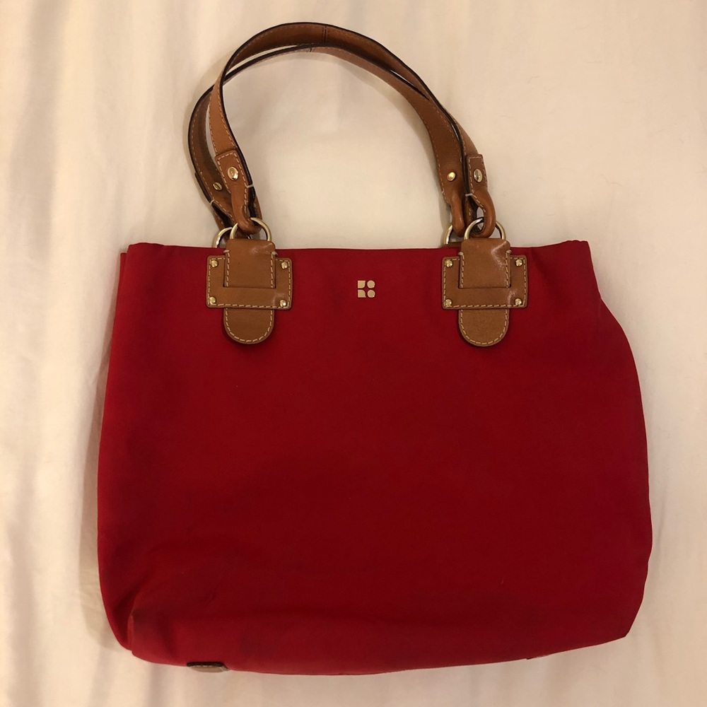 Red Kate Spade Tote with Leopard Lining